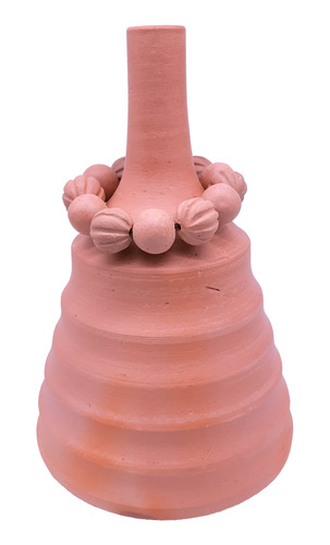 Vaso Decorativo Com Colar - Escultura Cerâmica De Tracunhaém