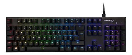 Teclado gamer HyperX Alloy FPS QWERTY inglés US color negro con luz RGB