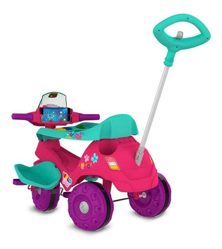Triciclo Mototico Velobaby 357 C/haste De Passeio/pedal Rosa