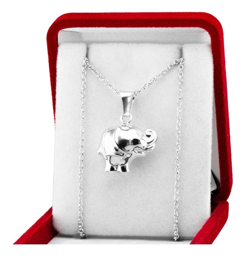 Conjunto Cadena Y Dije Elefante Chico Plata Inflada Regalo