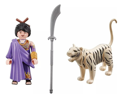 Bloques Para Armar Playmobil Luchador Y Tigre 6 Piezas