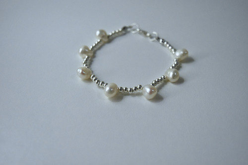 Pulsera Perlas De Río Beige 20 Cm
