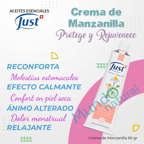 Imagen 2 de 5 de Crema De Manzanilla Para Manos 60g Tamaño Grande Swiss Just
