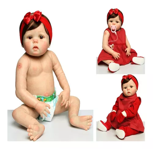 Boneca Bebê Reborn Julia Bunny, 48 cm, Corpo Inteiro de Silicone Macio e  Vinil