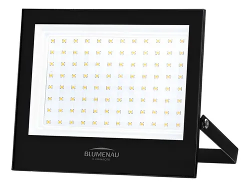 comprar Refletor Led 100w 3000k Branco Quente Ip66 Bivolt Preto