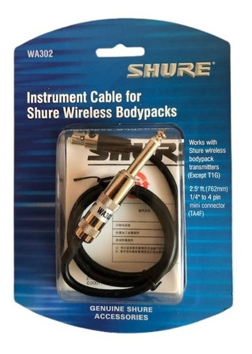 Cable Shure Original Wa302 76cms Minixlr 4 Pin A Plug 1/4