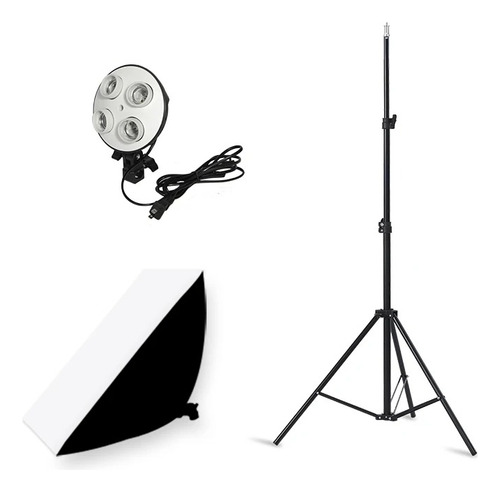 Softbox 50x70cm Com Bocal Para 4 Lâmpadas + Tripé 2m
