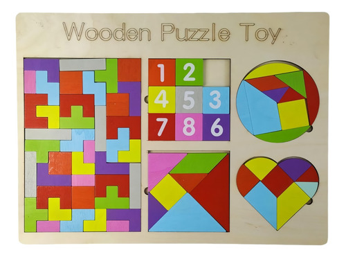 Rompecabezas Puzzle Tangram Juguete Bloques Madera Infantil