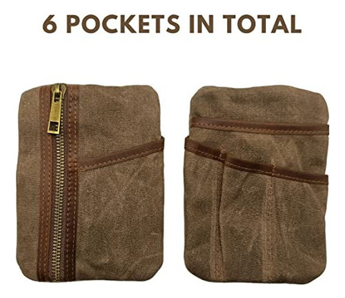 Bolsa Edc Con 6 Bolsillos, Protector De Lona Encerada Y Orga