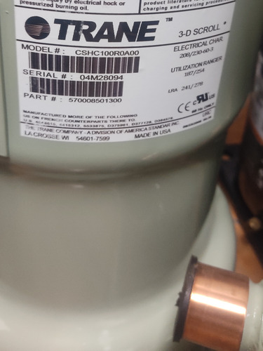 Compresor 10ton Trane Piston Y Scroll R22 220v Y 440v