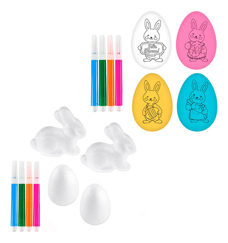 Kit De Ovos E Coelhos Para Pintar De Páscoa Com Canetinhas