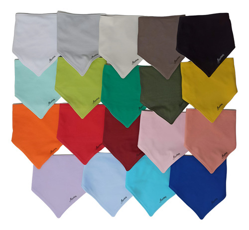 Pack 3 Baberos Bandanas 100% Algodón Lisas. Colores. Nena