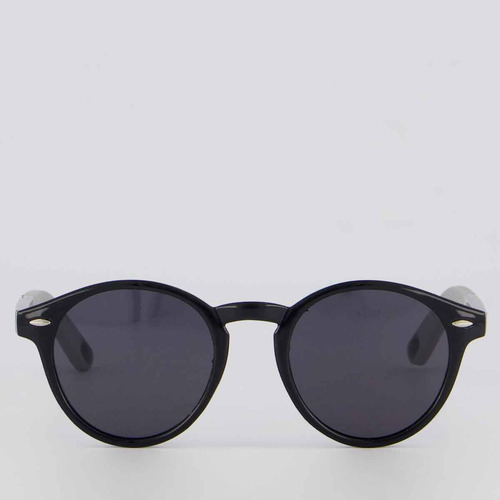 Óculos De Sol Hang Loose Redond Preto Armação Cinza Haste Cinza Lente Cinza Desenho