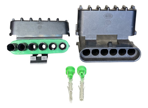 Kit 10 Conector 6 Vias Delphi Selado Reto 2,5mm Preto