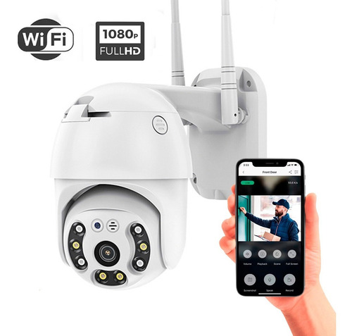 Imagen 1 de 6 de Cámara Seguridad Ip Wifi Domo Ptz 360 Exterior Full Hd Flash