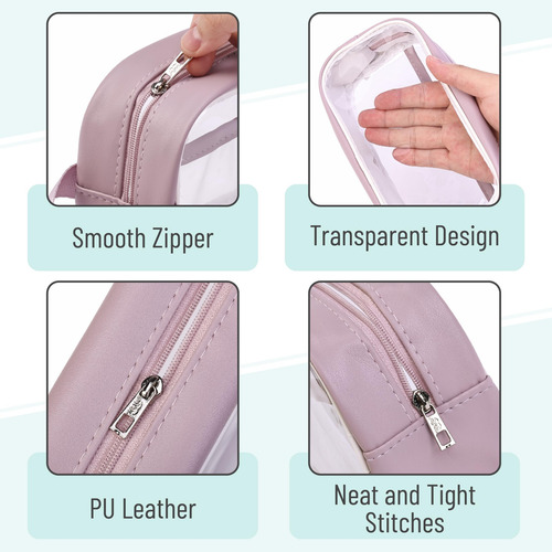 Bolsa Transparente Rosa Para Lápices Y Maquillaje Infantil