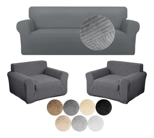 Combo X3 Unidades Fundas Para Sillón De 3 Y 1 Cuerpo Sofá Marrón Oscuro