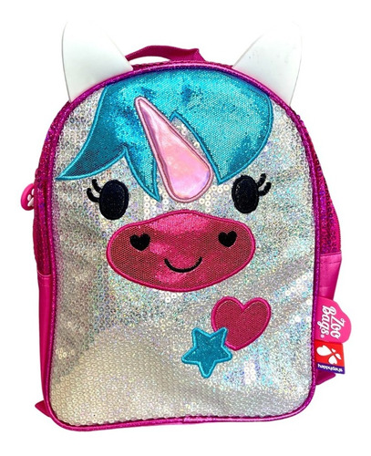 Mochila Unicornio Lentejuelas Jardín Kinder Niñas Regalo