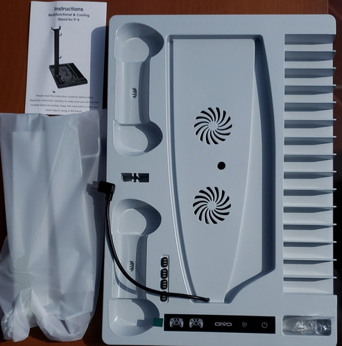 Imagen 5 de 10 de Ps5 Base Y Cargador 2 Joystick +cooler (digital/disco) Oivo
