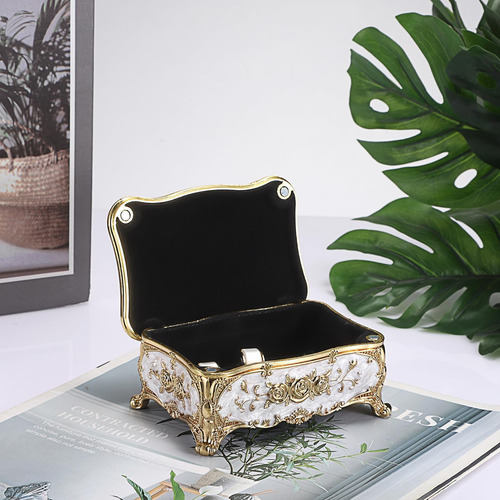 Hipiwe Joyero De Metal Con Patrón De Rosas, Caja Organizador