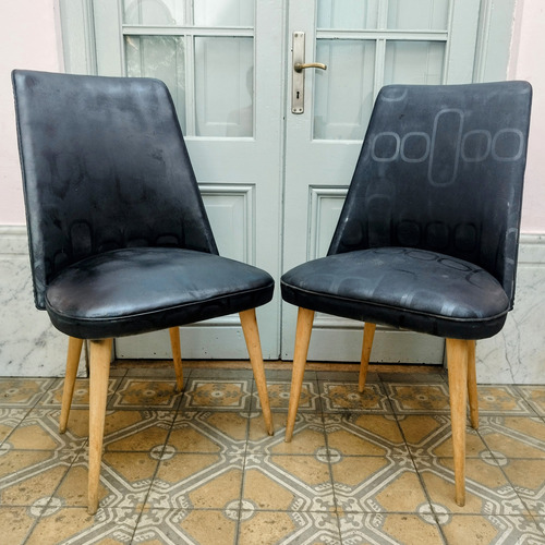Sillas Americanas Tapizadas Color Negro Liso Beige Negro (Usado)