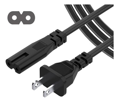 Pack De Cable De Poder Ac 2 Prong 6ft Para Laptops Y Tv