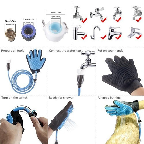 Imagen 4 de 5 de Manguera Con Cepillo Masajeador Para Mascotas Anti Estres