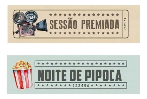 Etiqueta de papel de decoupage para cine, Popcorn Night APM4-446, decorada en color