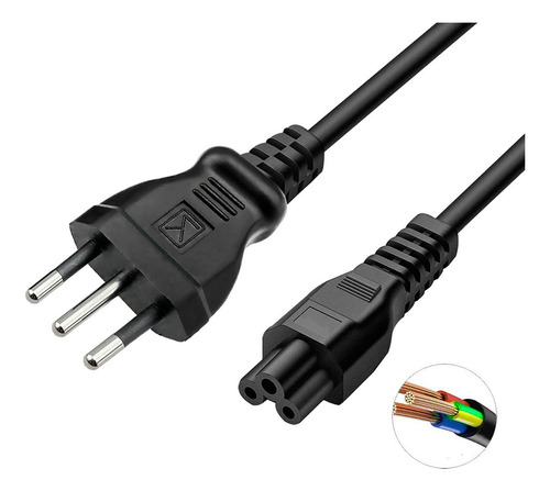 Cable Poder Trebol Corriente Cargador Notebook 220v 1.5 Mts