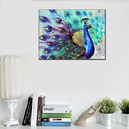 A Bordado Pintura Diamante - Pavo Real 30x40 Punto Cruz