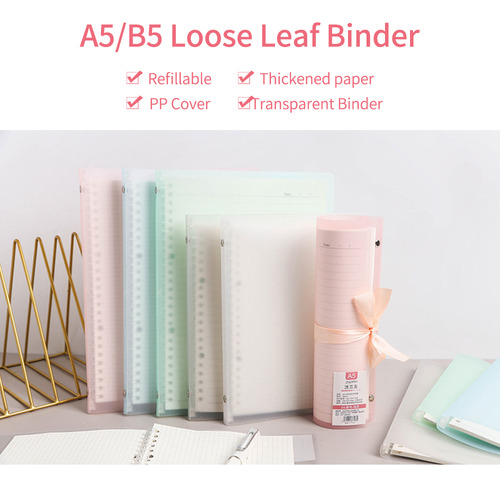 . Cuaderno B5 Transparente Recargable De 26 Anillos Con Tapa