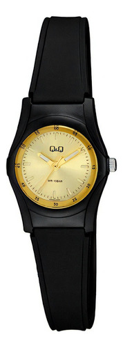 Reloj Q&q Qyq Vq05j009y Deportivo Goma Dama + Estuche Color De La Correa Negro