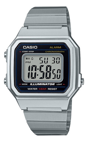 Reloj Casio B-650wd-1a Hombre Retro Local Centro Calle Color de la malla Plateado Color del bisel Plateado Color del fondo Gris