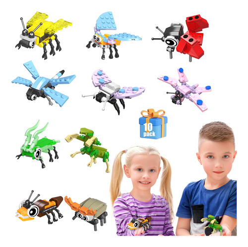 Juguetes Niños Bloques De Construcción De Insectos 10 En 1 