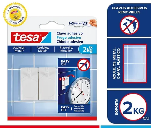 Clavo Adhesivo Removible Tesa Superficie Lisa 2kg