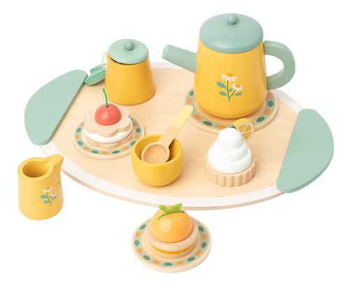 Juego De Té De Madera De Juguete, Mini Platos De Tetera,