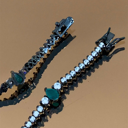 Pulseira Riviera 2mm Intercalada Com Gotas Zircônias