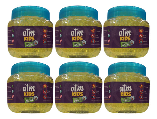 6 Gel Para Cabello Atm Kids Repele Piojos 250g