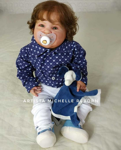 Bebê Reborn Menino 59cm Corpo Em Tecido Enxoval Completo