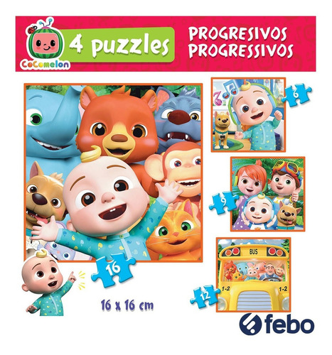 Juego Puzzle Educa Progresivo Bebe Cocomelon Infantil 4 En1