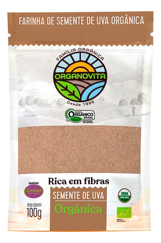 Farinha De Semente De Uva Orgânica Organovita 100g