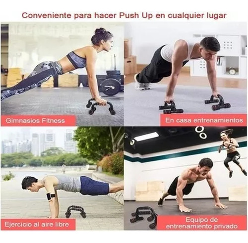 Kit Rodillo Abdominal Barras Push-up Cuerda Ejercitador Mano