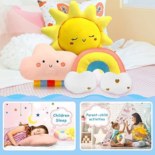 Almohada Nube Arcoíris Sol Luna Estrella 3 Pzs. Infantil