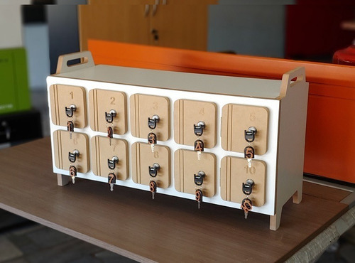 Mueble Locker Guarda Celulares! Diseño Exclusivo Natural Y Blanco