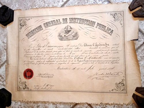 Antiguo Título Maestra, Firmado X Jacobo Varela, Año 1884
