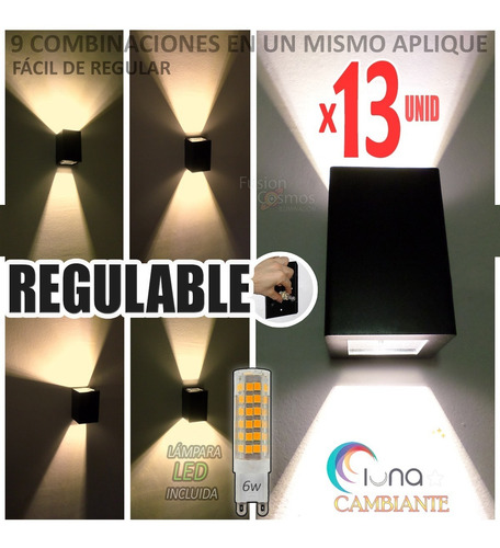 Imagen 1 de 10 de Aplique Pared Exterior 9 Efectos C/ Lampara Led 6w Pack X13u