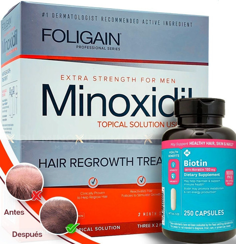 Minoxidil 5% + Biotina Con Keratina Premium 250 Tabletas