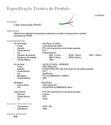 Imagem 6 de 8 de Cabo Para Automação Residencia Blindado Protocolo Rs 485 12m