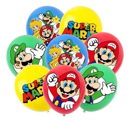 Bexigas Super Mario Balões De Festa Luigi Toad Peach