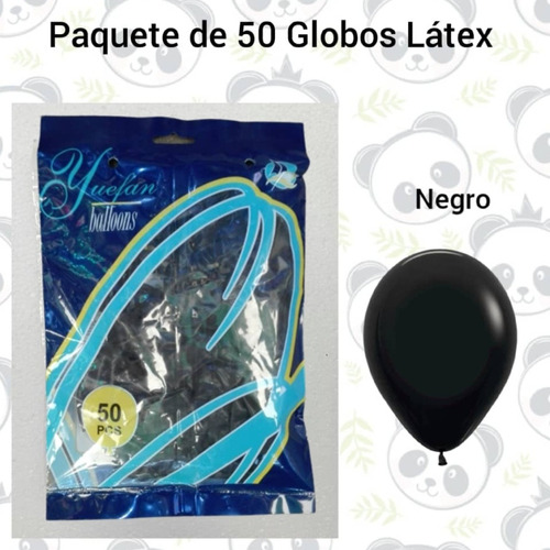 Globos De Látex Normales Paquete 50 Unidades R-10 Negro 